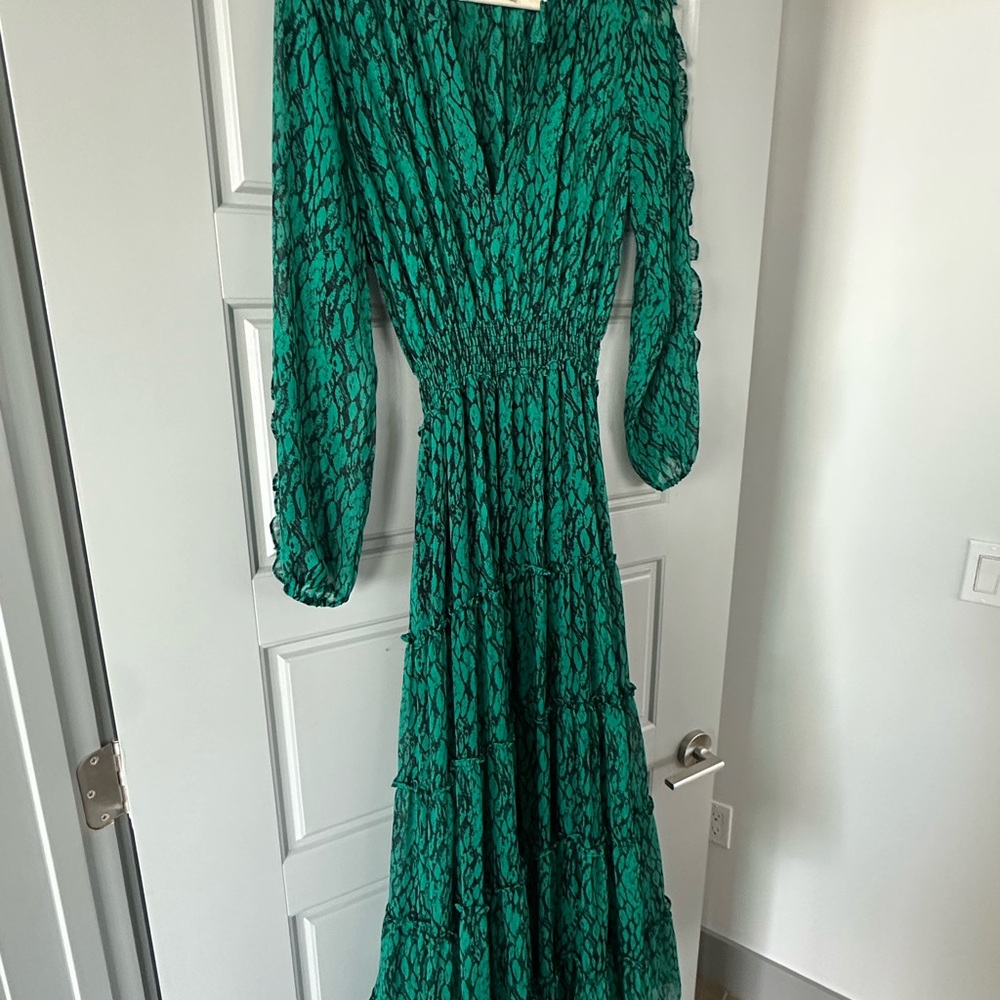 Misa Los Angeles Teal Patterned Dress